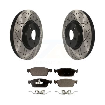 Front Drill Slot Brake Rotors Ceramic Pad Kit For Ford Focus ST With 320mm Diameter Rotor KDT-100108