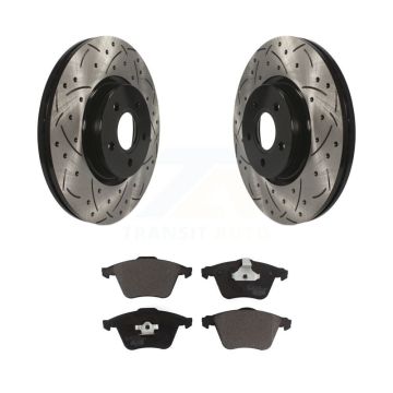 Front Coated Drilled Slotted Disc Brake Rotors And Ceramic Pads Kit For Volvo S40 V50 C70 KDT-100109