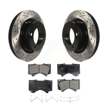 Front Drilled Slot Brake Rotor Ceramic Pad Kit For Toyota Tundra Sequoia Lexus LX570 Land KDT-100112