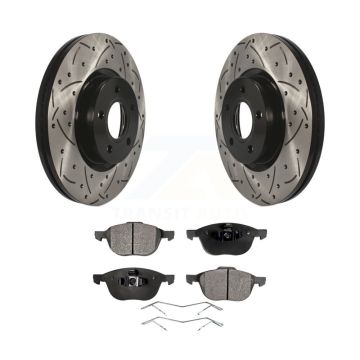 Front Drill Slot Brake Rotors Ceramic Pad Kit For Ford Escape Volvo C-Max S40 C30 V50 C70 KDT-100115