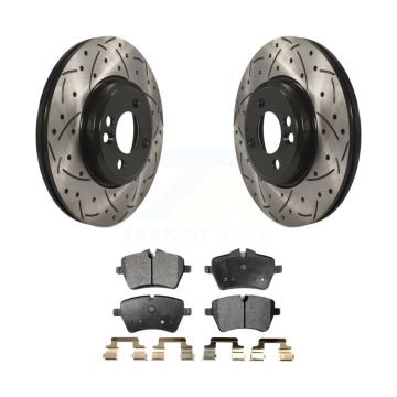 Front Coated Drilled Slotted Disc Brake Rotors Ceramic Pad Kit For Mini Cooper Countryman KDT-100116