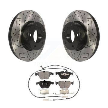 Front Coated Drilled Slot Disc Brake Rotor & Ceramic Pad Kit For BMW 328i xDrive X1 328xi KDT-100126