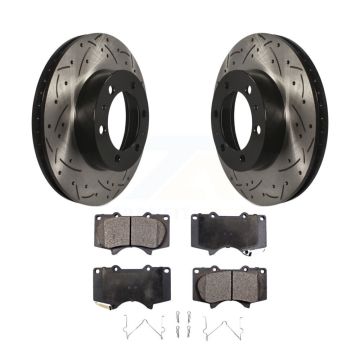 Front Drilled Slot Disc Brake Rotors Ceramic Pad Kit For Toyota Tacoma 4Runner FJ Cruiser KDT-100131
