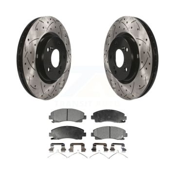 Front Coated Drilled Slotted Disc Brake Rotors And Ceramic Pad Kit For 2009-2014 Acura TL KDT-100135