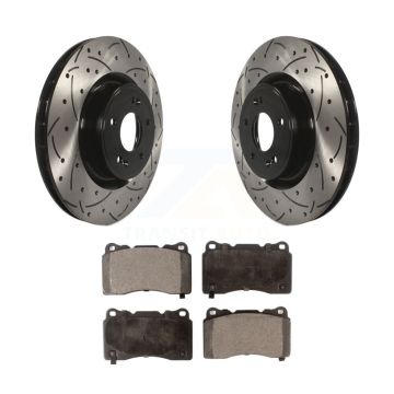 Front Coated Drilled Slotted Disc Brake Rotor & Ceramic Pad Kit For Hyundai Genesis Coupe KDT-100136