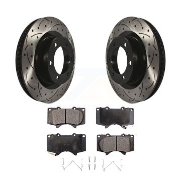 Front Drilled Slot Brake Rotor & Ceramic Pad Kit For 2010-2023 Toyota 4Runner Lexus GX460 KDT-100139