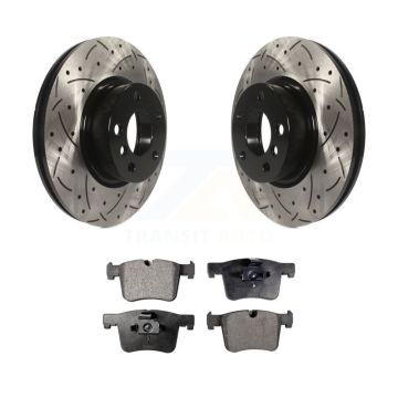 Front Coated Drilled Slotted Disc Brake Rotors And Ceramic Pads Kit For BMW X3 X4 KDT-100148