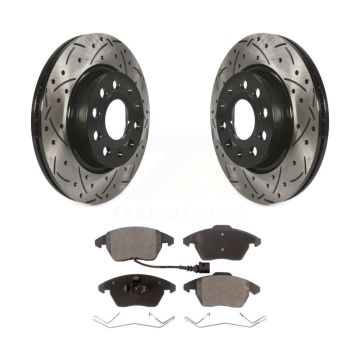 Front Coat Drill Slot Disc Brake Rotor Ceramic Pad Kit For Volkswagen GTI Audi A3 Quattro KDT-100149