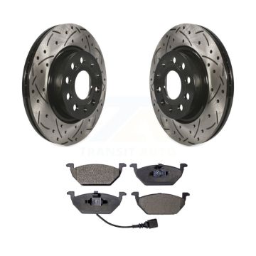 Front Coated Drilled Slotted Disc Brake Rotors And Ceramic Pads Kit For Volkswagen Jetta KDT-100150