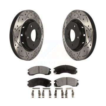 Front Coated Drilled Slotted Disc Brake Rotors And Ceramic Pads Kit For Mitsubishi Lancer KDT-100151