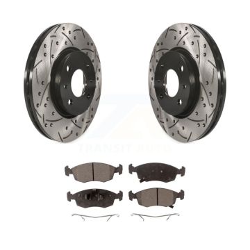 Front Coated Drilled Slotted Disc Brake Rotors And Ceramic Pads Kit For Fiat 500 KDT-100154