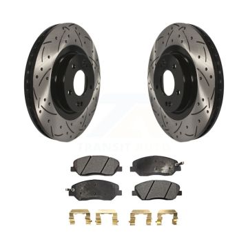 Front Drill Slot Disc Brake Rotors Ceramic Pad Kit For 2013-2016 Hyundai Santa Fe XL 3.3L KDT-100159