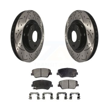 Front Drill Slot Disc Brake Rotors Ceramic Pad Kit For Hyundai Santa Fe Sport Kia Sorento KDT-100160