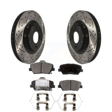 Front Drill Slot Disc Brake Rotors Ceramic Pad Kit For Kia Sorento Hyundai Santa Fe Sport KDT-100161