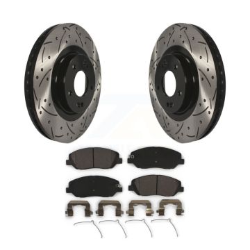 Front Coated Drilled Slotted Disc Brake Rotor And Ceramic Pad Kit For Hyundai Santa Fe XL KDT-100162