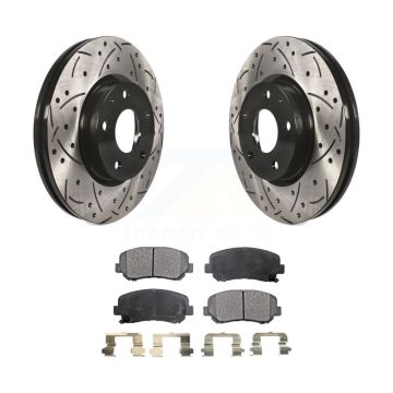 Front Coated Drilled Slotted Disc Brake Rotors & Ceramic Pad Kit For 2013-2015 Mazda CX-5 KDT-100163