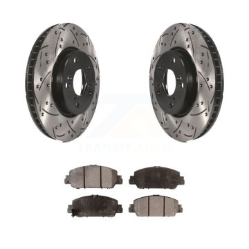 Front Coated Drilled Slotted Disc Brake Rotors And Ceramic Pads Kit For Honda Accord KDT-100166