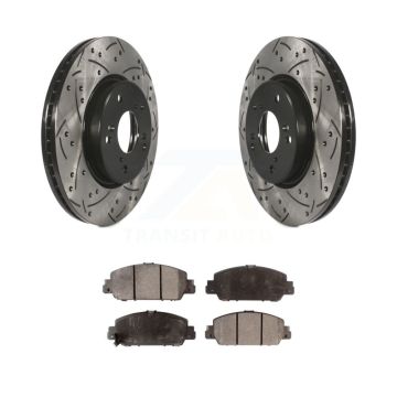 Front Coated Drilled Slotted Disc Brake Rotors And Ceramic Pads Kit For Honda HR-V Accord KDT-100168