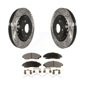 Front Drilled Slot Disc Brake Rotor & Ceramic Pad Kit For Honda Pilot Ridgeline Acura MDX KDT-100170