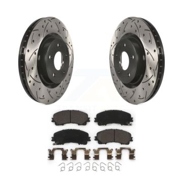 Front Coated Drilled Slotted Disc Brake Rotor & Ceramic Pad Kit For INFINITI Q50 QX50 Q60 KDT-100172