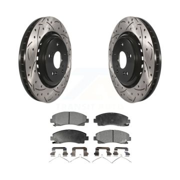 Front Coated Drilled Slotted Disc Brake Rotor And Ceramic Pad Kit For 2015-2020 Acura TLX KDT-100173