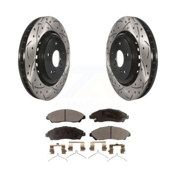 Front Coated Drilled Slotted Disc Brake Rotor And Ceramic Pad Kit For 2014-2016 Acura MDX KDT-100174