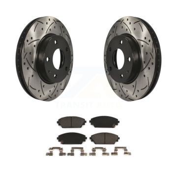 Front Coated Drilled Slotted Disc Brake Rotors And Ceramic Pad Kit For Mazda 3 CX-3 Sport KDT-100178