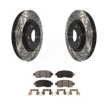 Front Coated Drilled Slotted Disc Brake Rotors And Ceramic Pads Kit For Nissan LEAF KDT-100181