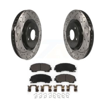 Front Coated Drilled Slotted Disc Brake Rotors And Ceramic Pads Kit For Nissan Rogue KDT-100183
