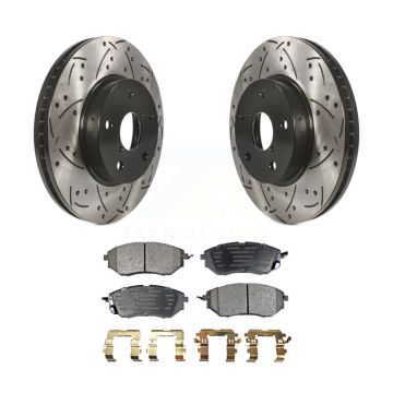 Front Coated Drilled Slotted Disc Brake Rotor Ceramic Pad Kit For 2015 Subaru Legacy 2.5L KDT-100185