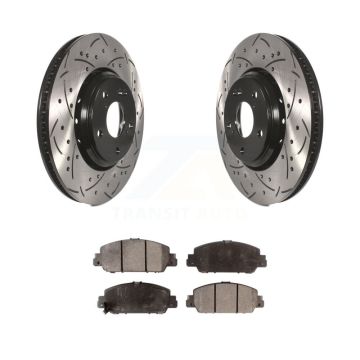 Front Coated Drilled Slotted Disc Brake Rotors And Ceramic Pads Kit For Honda Accord KDT-100188