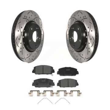 Front Coated Drill Slot Disc Brake Rotor Ceramic Pad Kit For Honda Civic Accord Acura ILX KDT-100189