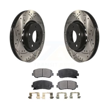 Front Coated Drilled Slotted Disc Brake Rotors And Ceramic Pads Kit For Mazda CX-5 KDT-100190