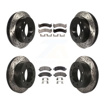 Front Rear Drilled Slot Brake Rotor Ceramic Pad Kit For GMC Savana 2500 Chevrolet Express KDT-100192