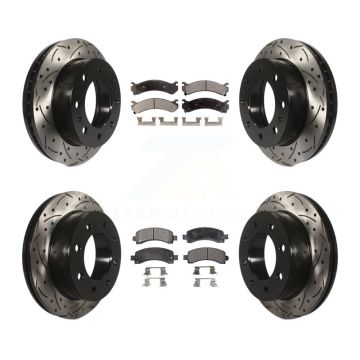 Front Rear Drilled Slot Brake Rotor Ceramic Pad Kit For Chevrolet Express 2500 GMC Savana KDT-100195