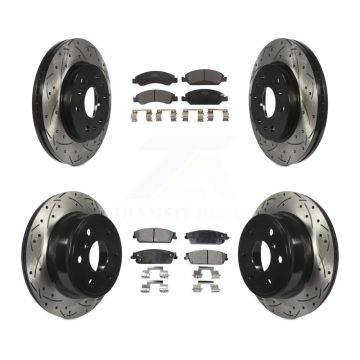 Front Rear Drill Slot Brake Rotor Ceramic Pad Kit For Chevrolet GMC Sierra 1500 Silverado KDT-100197
