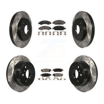 Front Rear Drill Slot Brake Rotor Ceramic Pad Kit For GMC Sierra 1500 Chevrolet Silverado KDT-100198