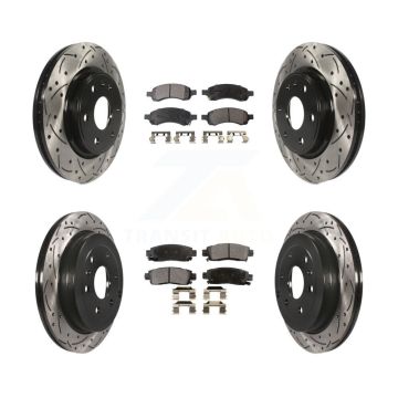 Front Rear Drill Slot Brake Rotors Ceramic Pad Kit For GMC Acadia Buick Enclave Chevrolet KDT-100199