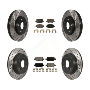 Front Rear Coated Drilled Slotted Disc Brake Rotors & Ceramic Pad Kit For Chevrolet Cruze KDT-100205