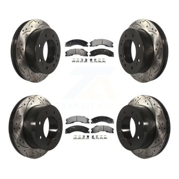 Front Rear Drilled Slot Brake Rotor Ceramic Pad Kit For GMC Chevrolet Sierra 2500 HD 3500 KDT-100209