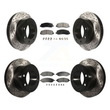Front Rear Drilled Slot Disc Brake Rotors Ceramic Pad Kit For Ford F-350 Super Duty F-250 KDT-100211