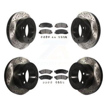 Front Rear Drilled Slot Brake Rotor & Ceramic Pad Kit For Ford F-350 Super Duty F-250 4WD KDT-100214