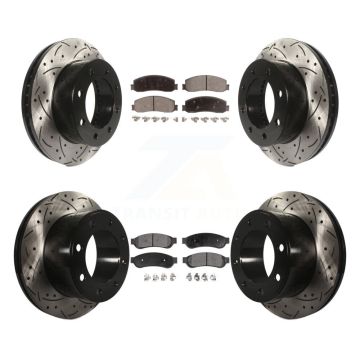 Front Rear Drilled Slot Brake Rotor & Ceramic Pad Kit For Ford F-250 Super Duty F-350 4WD KDT-100215