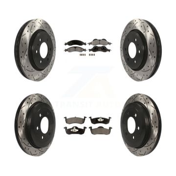 Front Rear Drilled Slot Brake Rotor Ceramic Pad Kit For Ford Expedition Lincoln Navigator KDT-100224