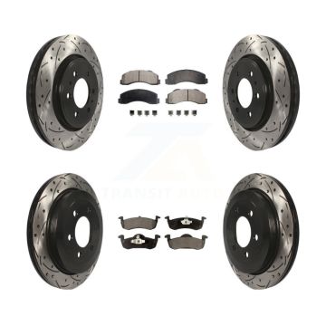 Front Rear Drilled Slot Brake Rotor Ceramic Pad Kit For Ford Expedition Lincoln Navigator KDT-100226