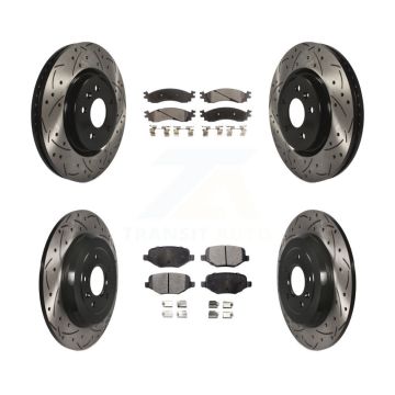 Front Rear Coat Drill Slot Disc Brake Rotor Ceramic Pad Kit For 2010-2012 Ford Taurus SHO KDT-100228