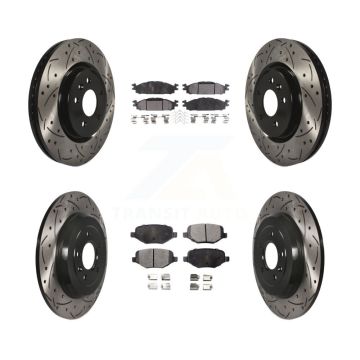 Front Rear Drilled Slot Brake Rotor Ceramic Pad Kit For Ford Explorer Flex Taurus Lincoln KDT-100230