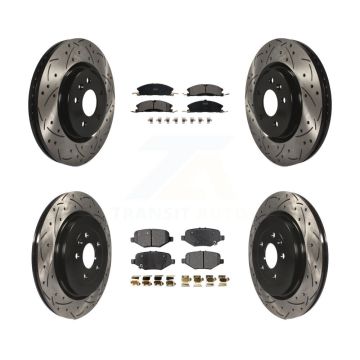 Front Rear Coat Drill Slot Disc Brake Rotors Ceramic Pad Kit For 2013 Ford Explorer Sport KDT-100232