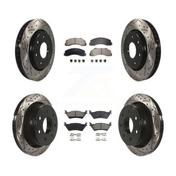 Front Rear Drill Slot Brake Rotors Ceramic Pad Kit For 12-14 Ford F-150 With 7 Lug Wheels KDT-100234