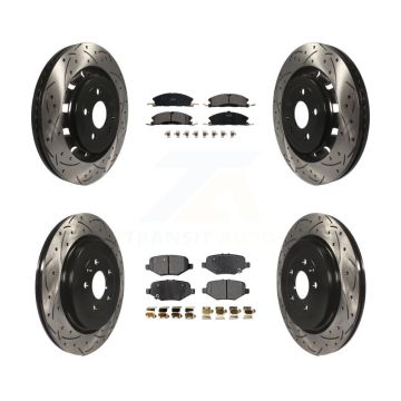 Front Rear Drilled Slot Brake Rotors Ceramic Pad Kit For Ford Explorer Flex Taurus Police KDT-100240